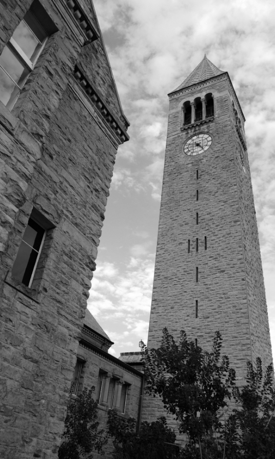 a photo of a clock tower at cornell university